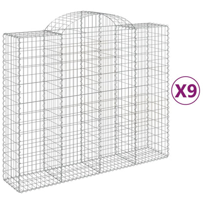 Cestas De Gaviones 9 Uds Forma De Arco Hierro 200x50x160/180 Cm_0
