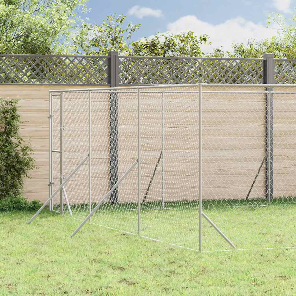 Perrera De Exterior Acero Galvanizado Plateado 6x10x2 M_1