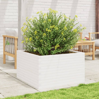 Jardinera Madera Maciza De Pino Blanco 80x80x45,5 Cm_2