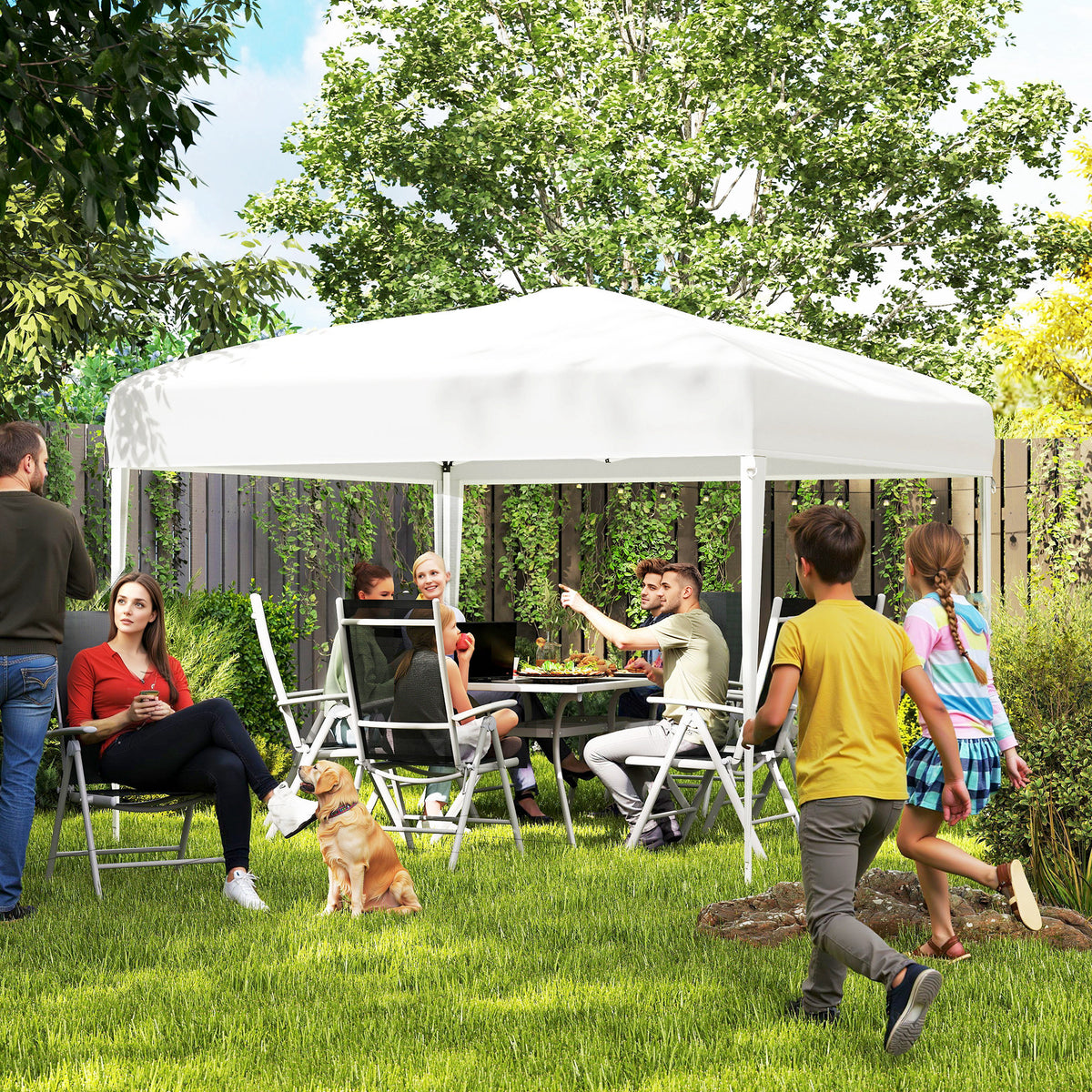 Outsunny Carpa Plegable 3x3 M Con Bolsa Altura Ajustable Blanco Plata_1