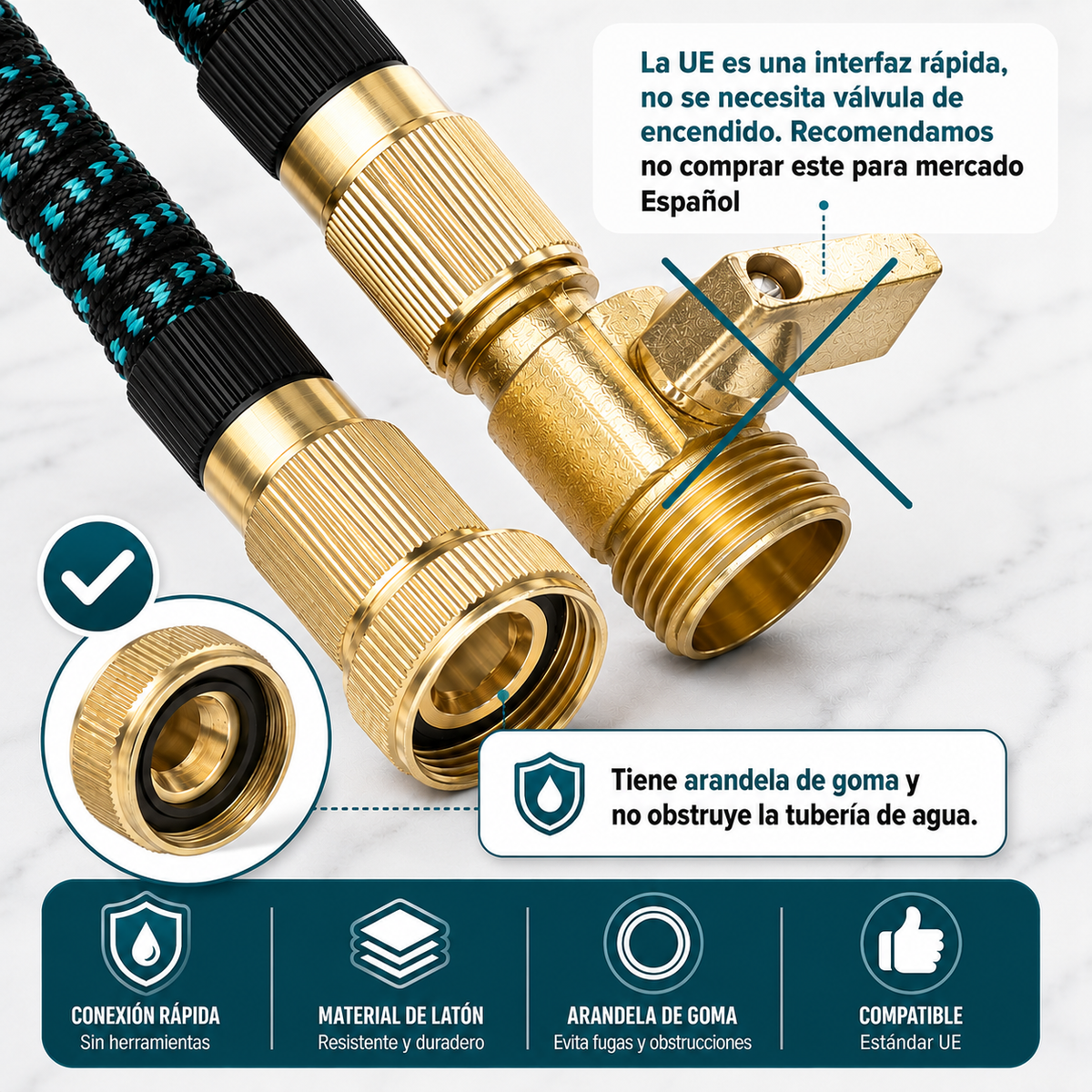 GREEN GOF Manguera De Jardín Premium 30m. 10 Funciones Pulverización, Ligera, Extensible. Alta Resistencia. Azul._5
