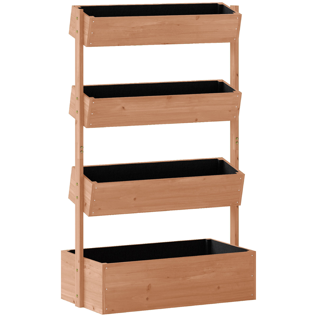 Outsunny Jardinera De Madera De 4 Niveles Con Orificios De Drenaje Marrón_0
