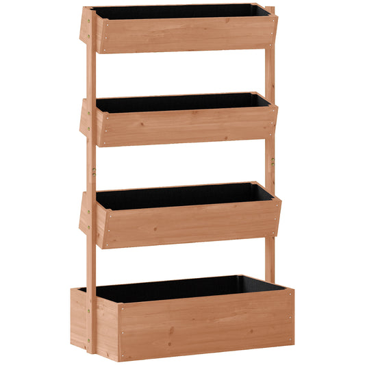 Outsunny Jardinera De Madera De 4 Niveles Con Orificios De Drenaje Marrón_0
