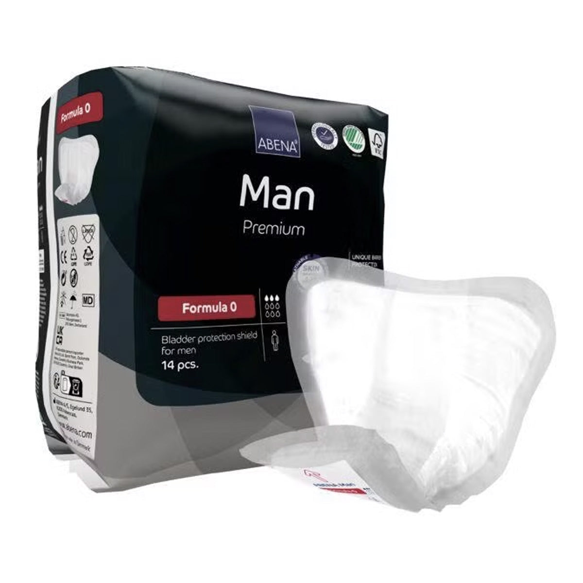 Protectores para la incontinencia masculina Fórmula 0 ABENA Man 14 uds