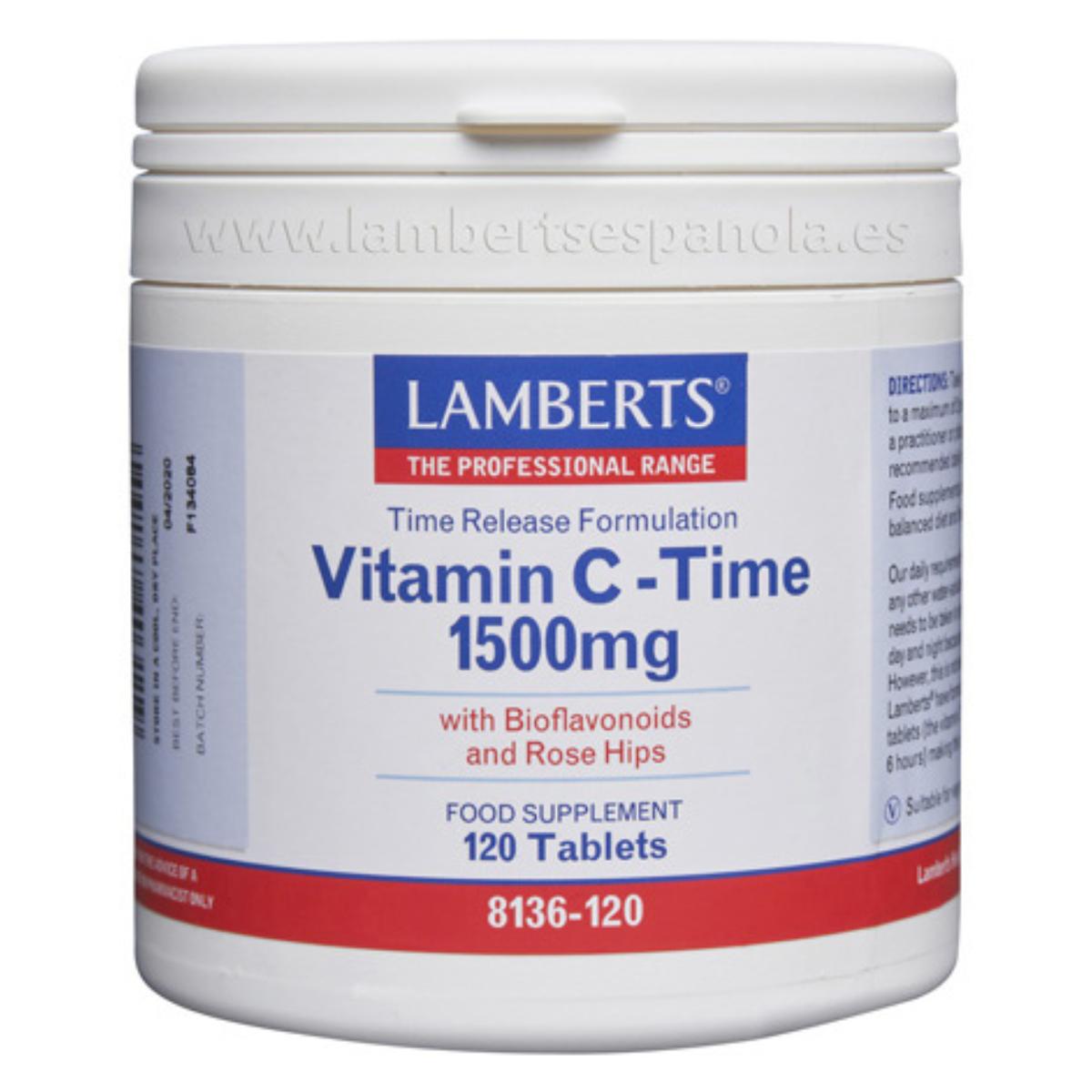 Vitamina C liberación sostenida 1500 mg Lamberts 120 tabletas