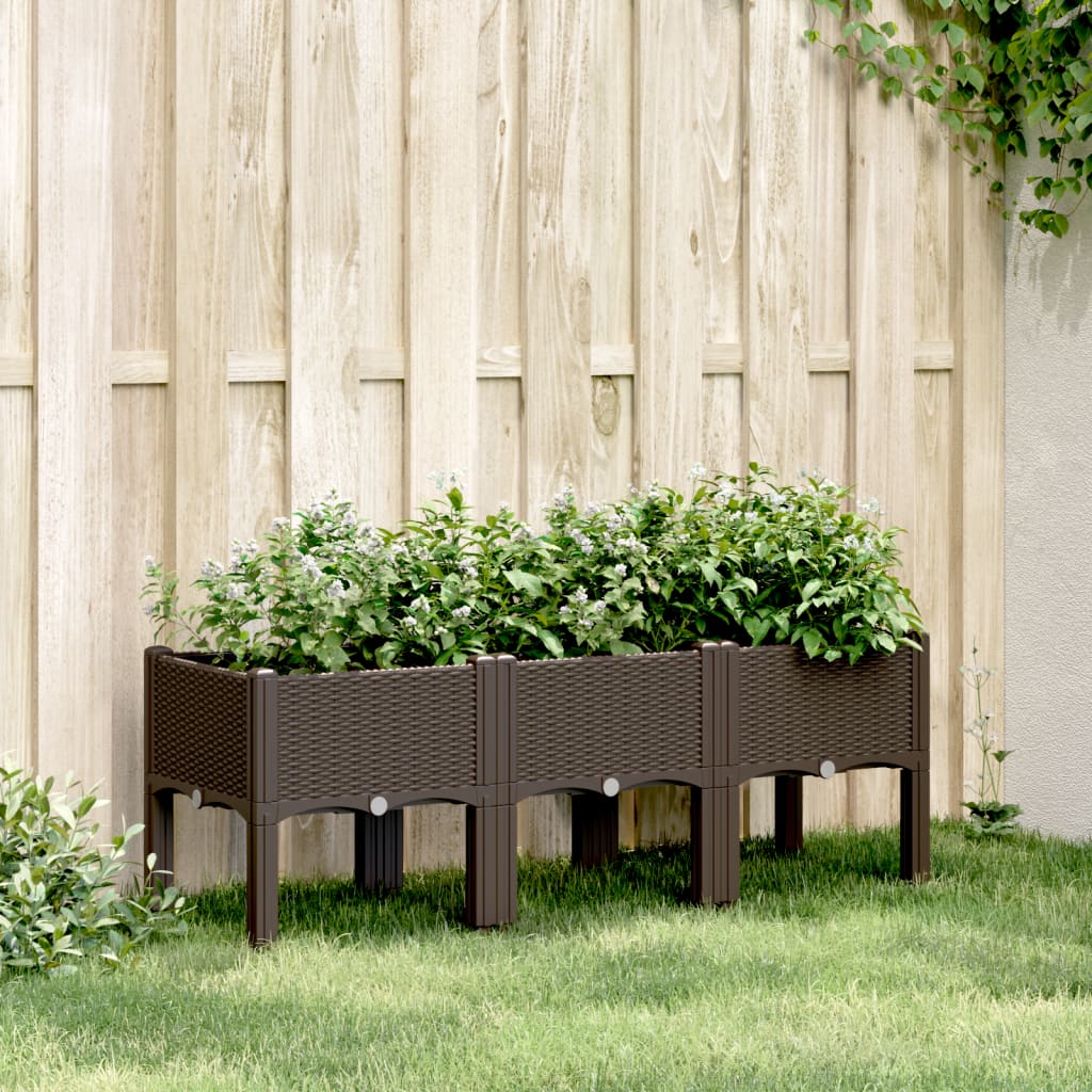 Jardinera Con Patas Pp Marrón 120x40x42 Cm_1