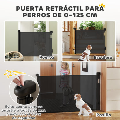 Pawhut Barrera De Seguridad Para Perros Retráctil 0-125 Cm Para Escaleras_3