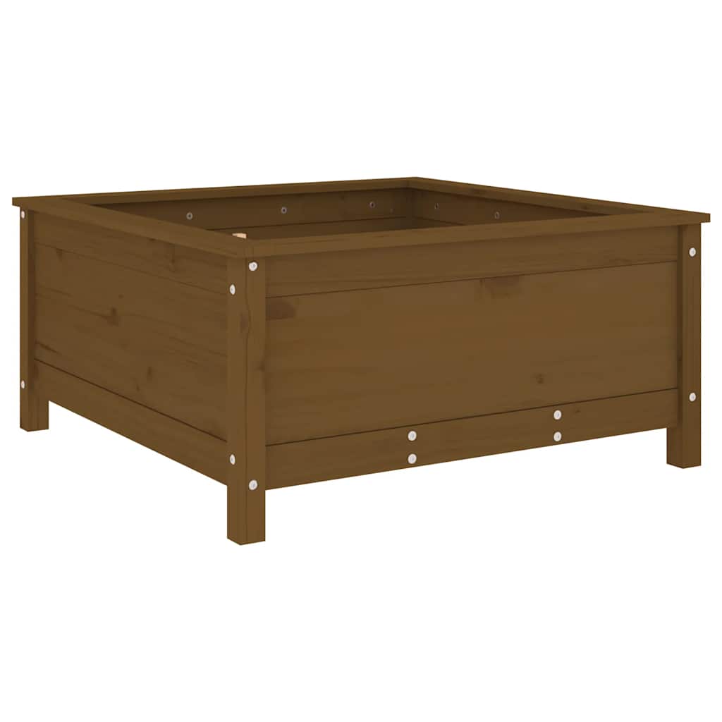 Jardinera Madera Maciza De Pino Marrón Miel 82,5x82,5x39 Cm_0