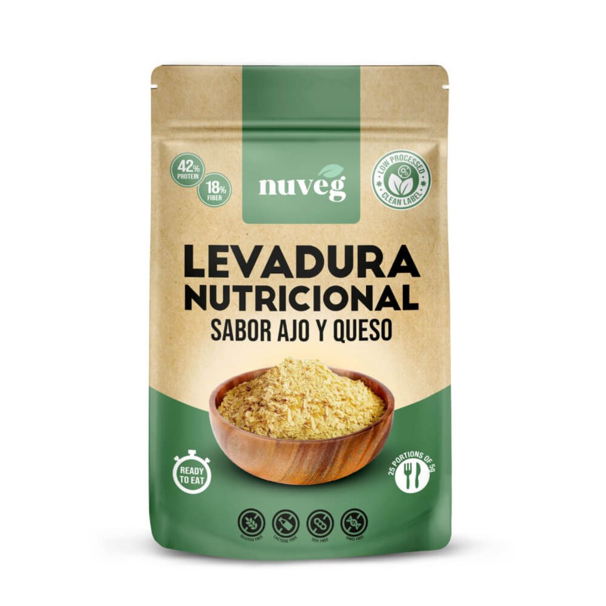 Levadura nutricional sabor ajo y queso Nuveg 125 g