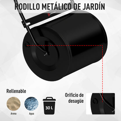 Durhand Rodillo De Césped Jardín Acero 30l Llena Agua Arena Φ32x40cm Asa_5
