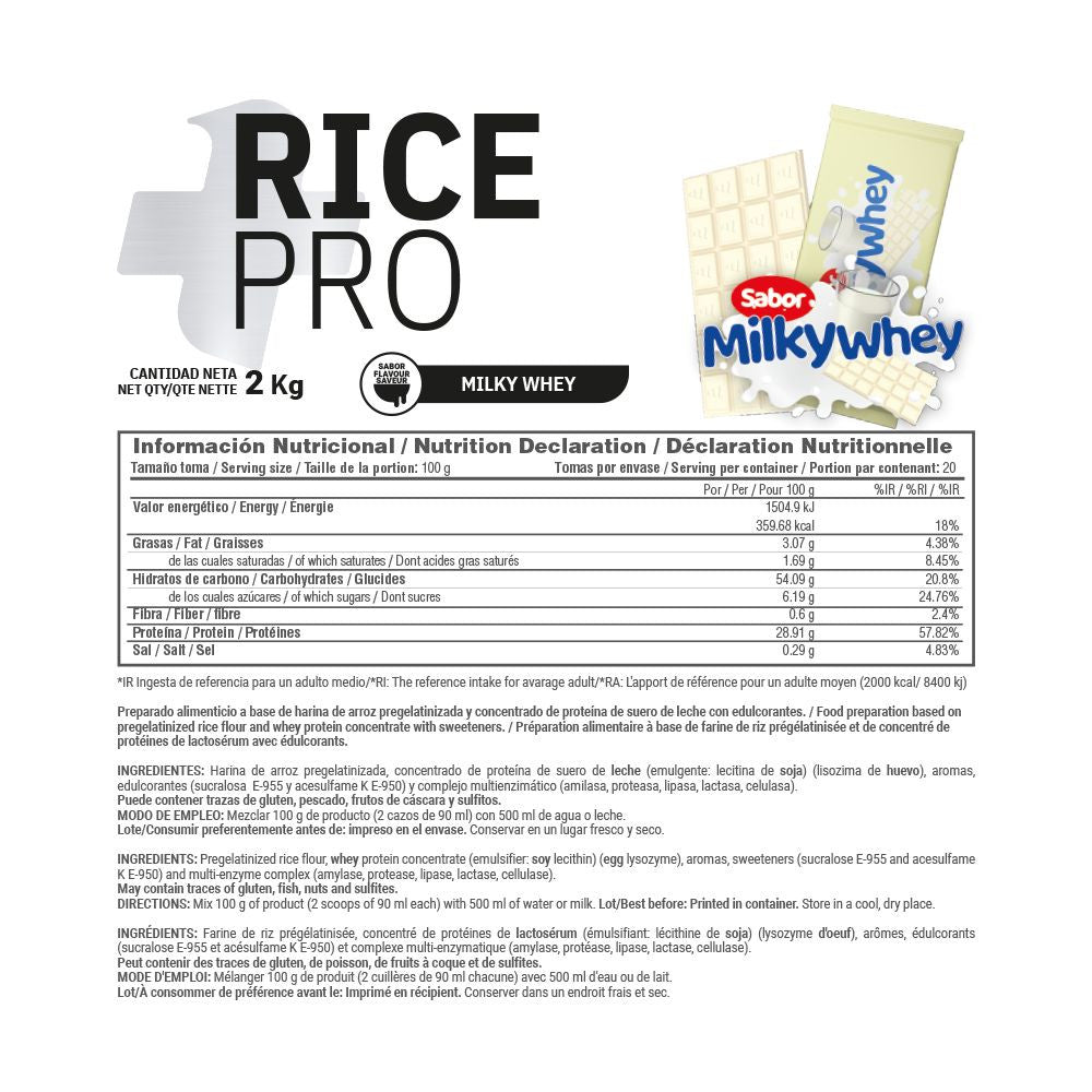 Rice Pro (crema De Arroz Con Proteína) - 2 Kg - Chocolate Blanco Con Leche Milkywhey - Crema De Arroz - Masmusculo_5
