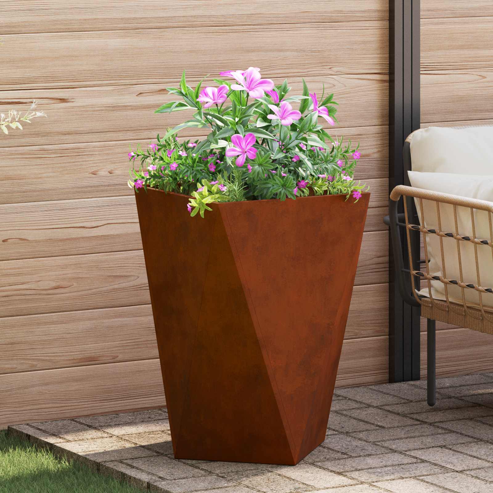 Jardinera 2 Pcs Oxidado 50 X 50 X 75 Cm Acero Autopatinable_3