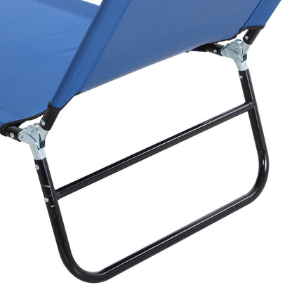 Outsunny Tumbona Plegable Reclinable Ajustable De 5 Posiciones 188x56x28cm Azul_4