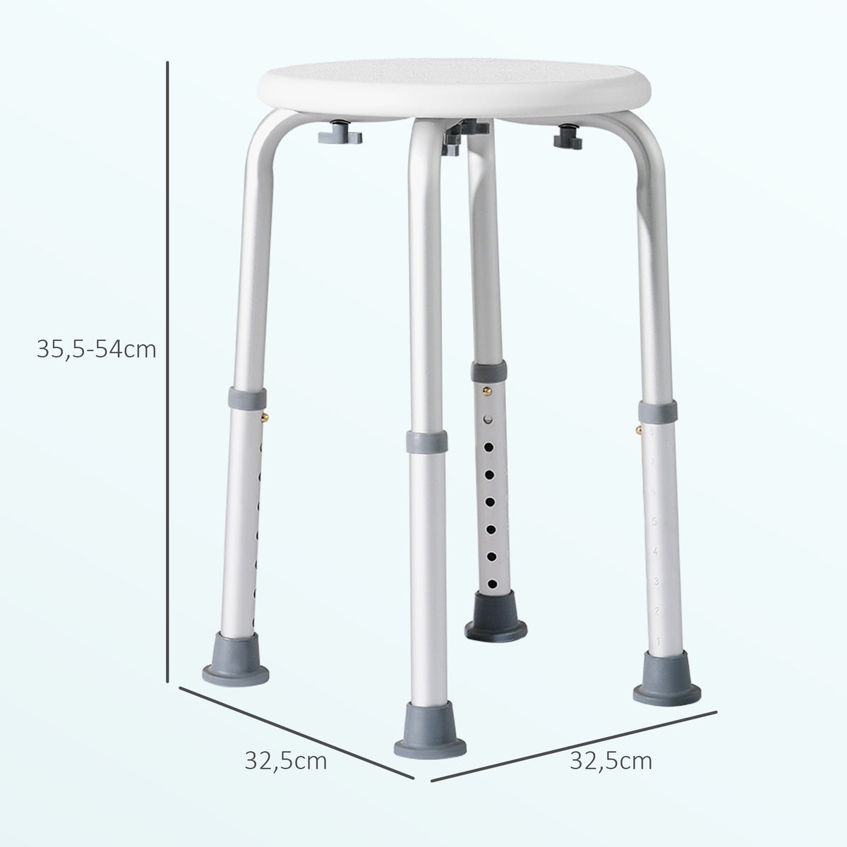 Taburete De Ducha Homcom Blanco Ø32,5x34,8-52,3 Cm_2