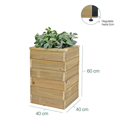 Jardinera Con Autorriego De Madera Nidum Basic Interior Y Exterior Hortalia 40x40x60 Cm_5
