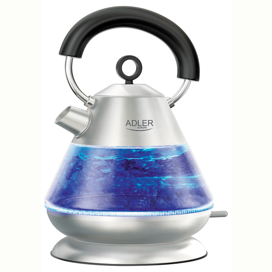 Hervidor Agua Eléctrico 1,5 Litros Jarra Cristal Inalámbrica Retroiluminada, Apagado Automático Adler Ad 1282, 2200w_0