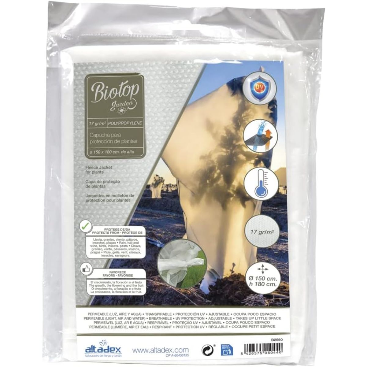 Capucha protectora antiheladas con cordón 17 g/m2 Biotop 2 ud
