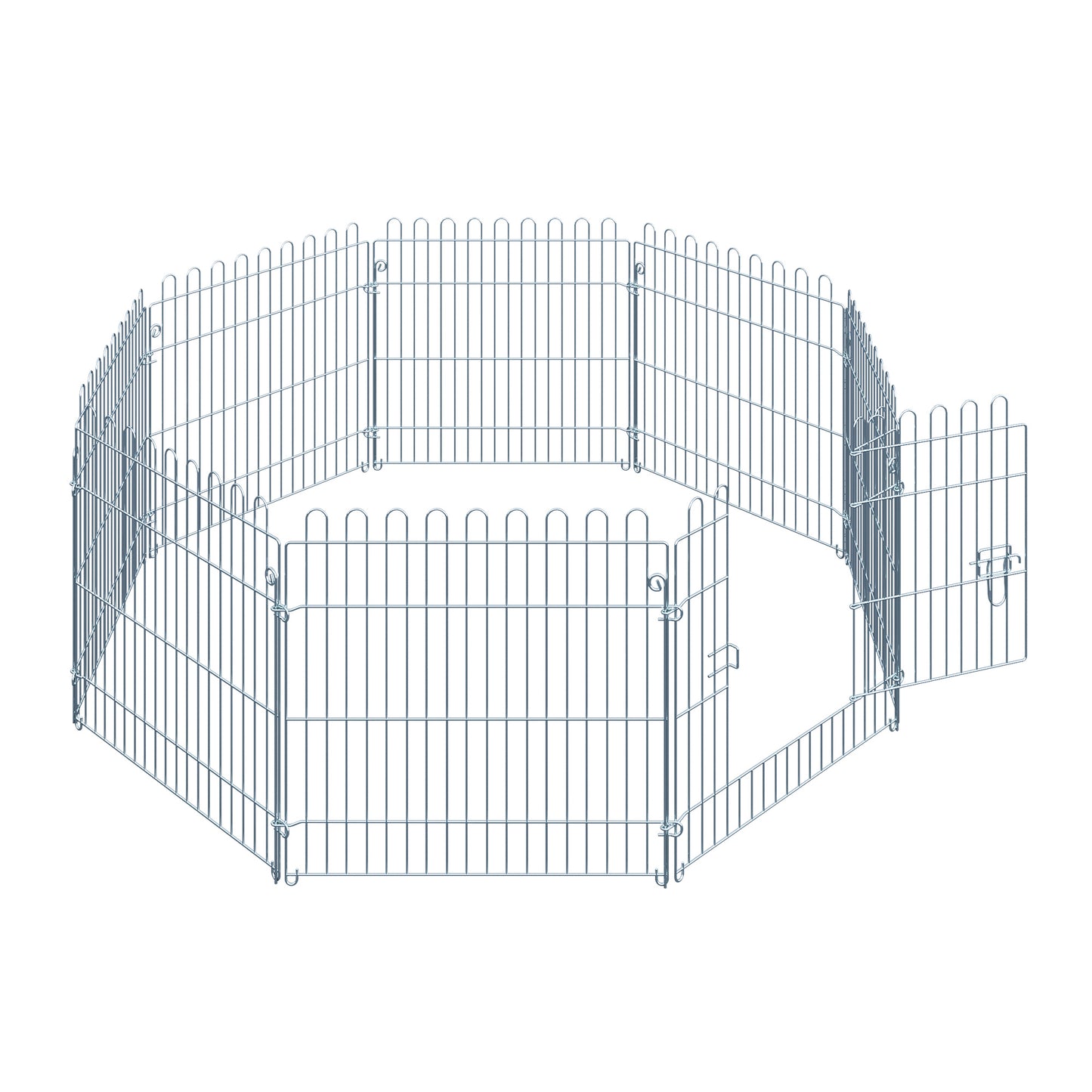 Pawhut Parque Para Perros De 8 Piezas 63x60 Cm Con 1 Puerta Plata_3