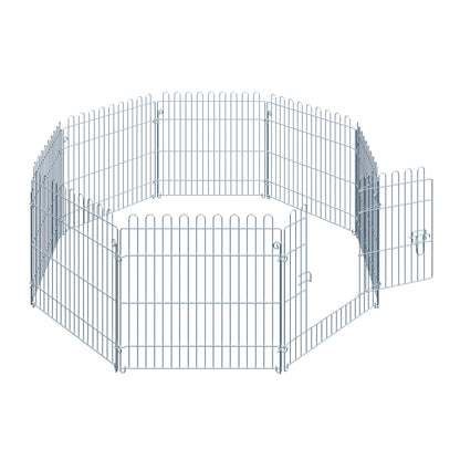 Pawhut Parque Para Perros De 8 Piezas 63x60 Cm Con 1 Puerta Plata_3