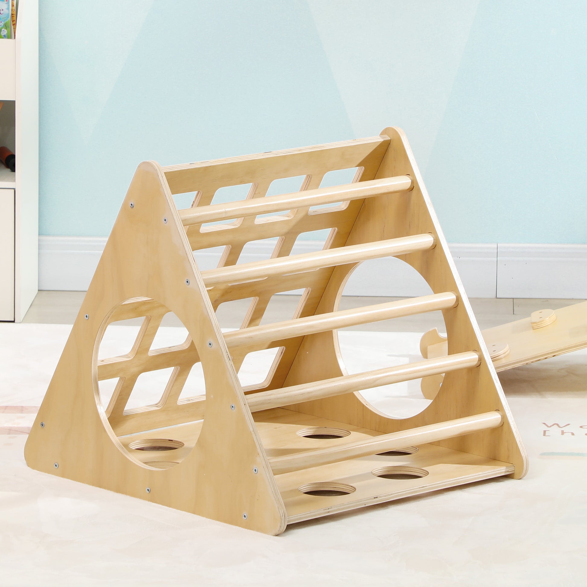 Aiyaplay Triángulo De Escalada De Madera 8 En 1 175x59,5x60 Cm Natural_4