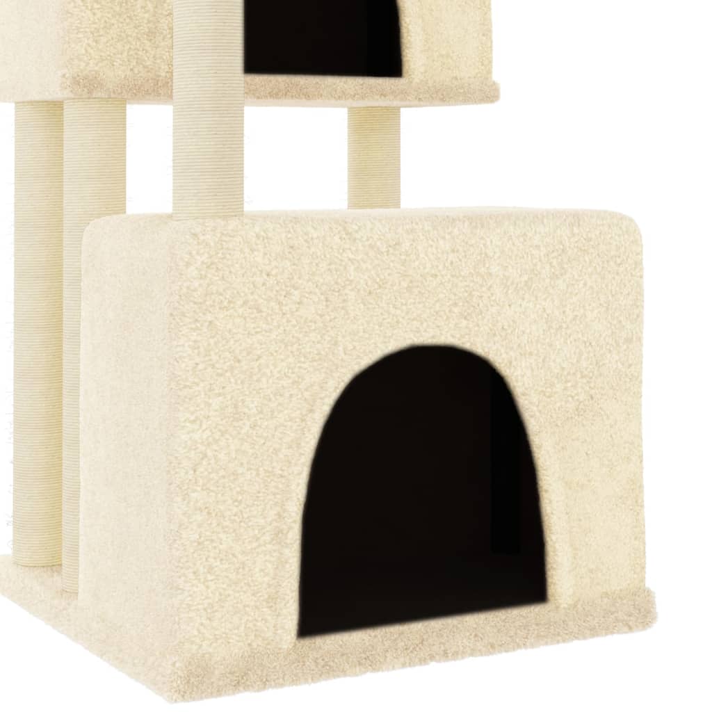 Rascador Para Gatos Con Postes De Sisal Color Crema 122 Cm_5