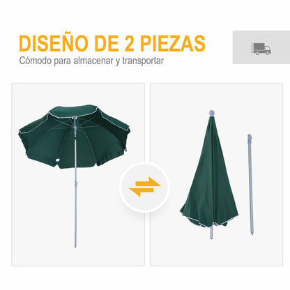 Outsunny Sombrilla De Playa Diámetro Ø202 Cm Con Techo Inclinable Poste_5