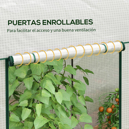 Outsunny Invernadero Pequeño Con 2 Puerta Con Cremallera 200x100x178 Cm Blanco_5