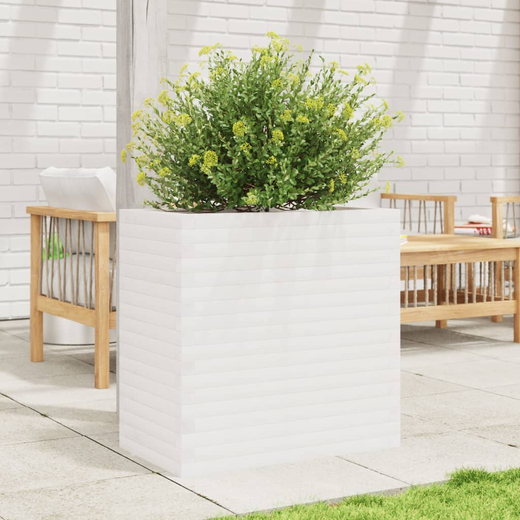 Jardinera Madera Maciza De Pino Blanco 70x40x68,5 Cm_1