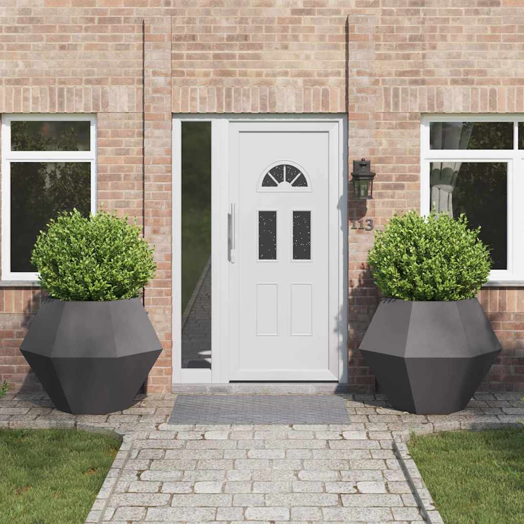 Jardinera 2 Pcs Negro 100 X 100 X 80 Cm Acero_1