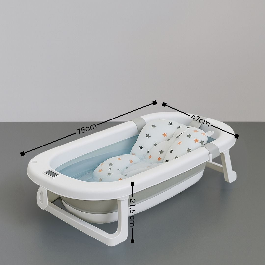 Bathby Bañera Plegable Gris Para Bebés, Cojín Reductor, Termómetro, Patas Antideslizantes (gris Pastel)_5