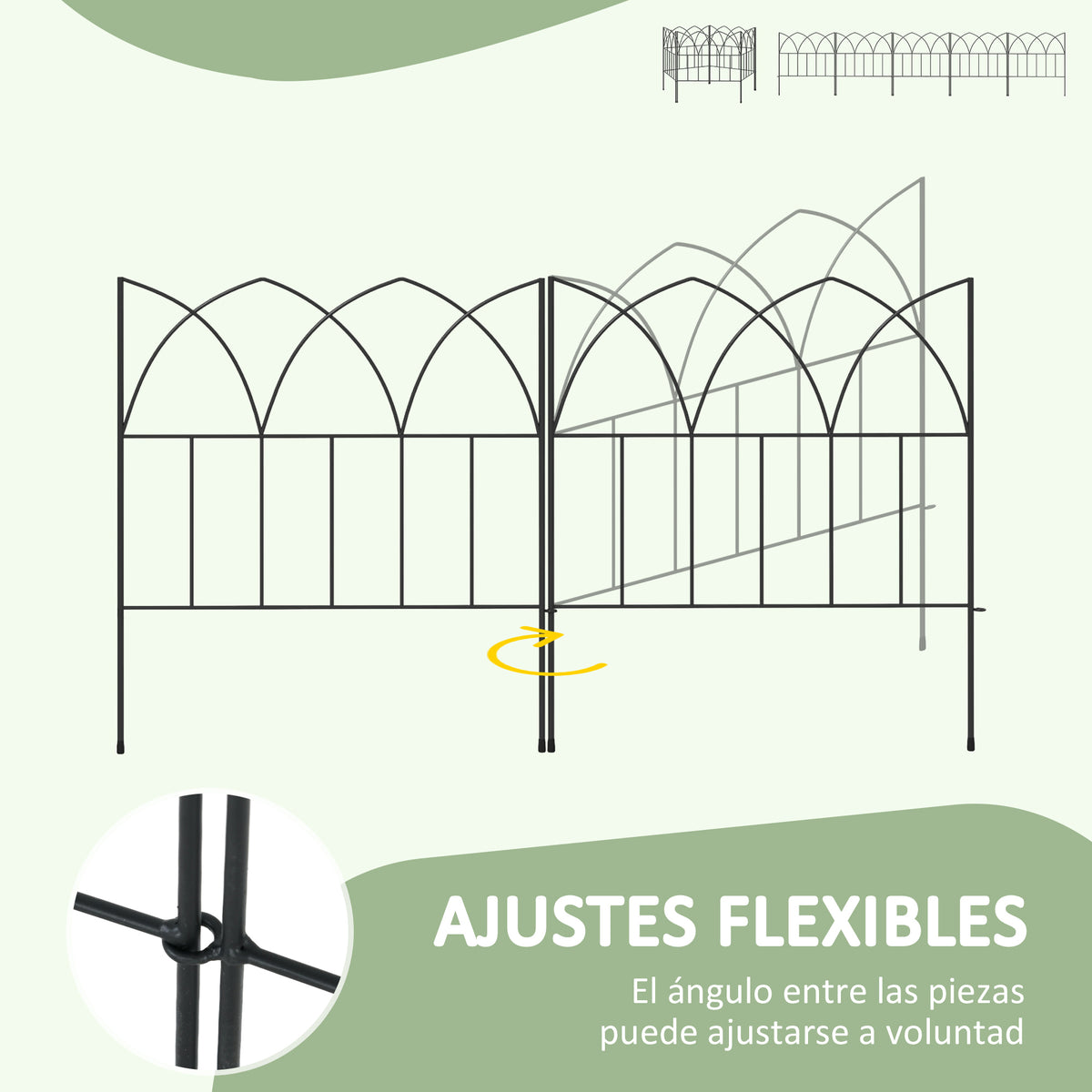 Outsunny Vallas De Jardín 205x45,5 Cm De Metal Combinación Libre Negro_4