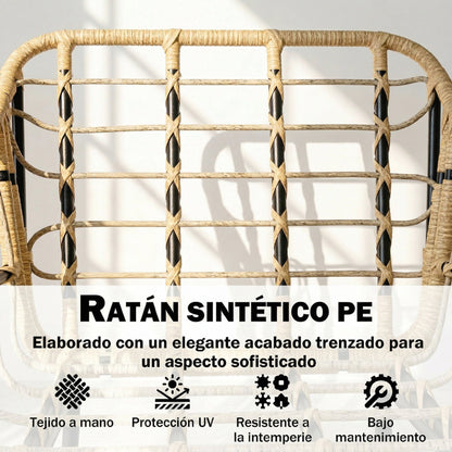 Outsunny Conjunto De Jardín Exterior De 3 Piezas 2 Sillas Con Cojines Mesa Crema_5