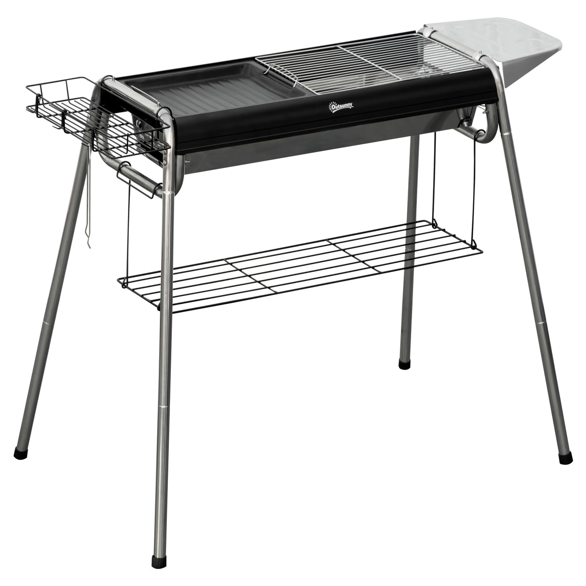 Outsunny Barbacoa De Carbón Barbacoa Portátil Con Parrilla 107x63x75 Cm Negro_0