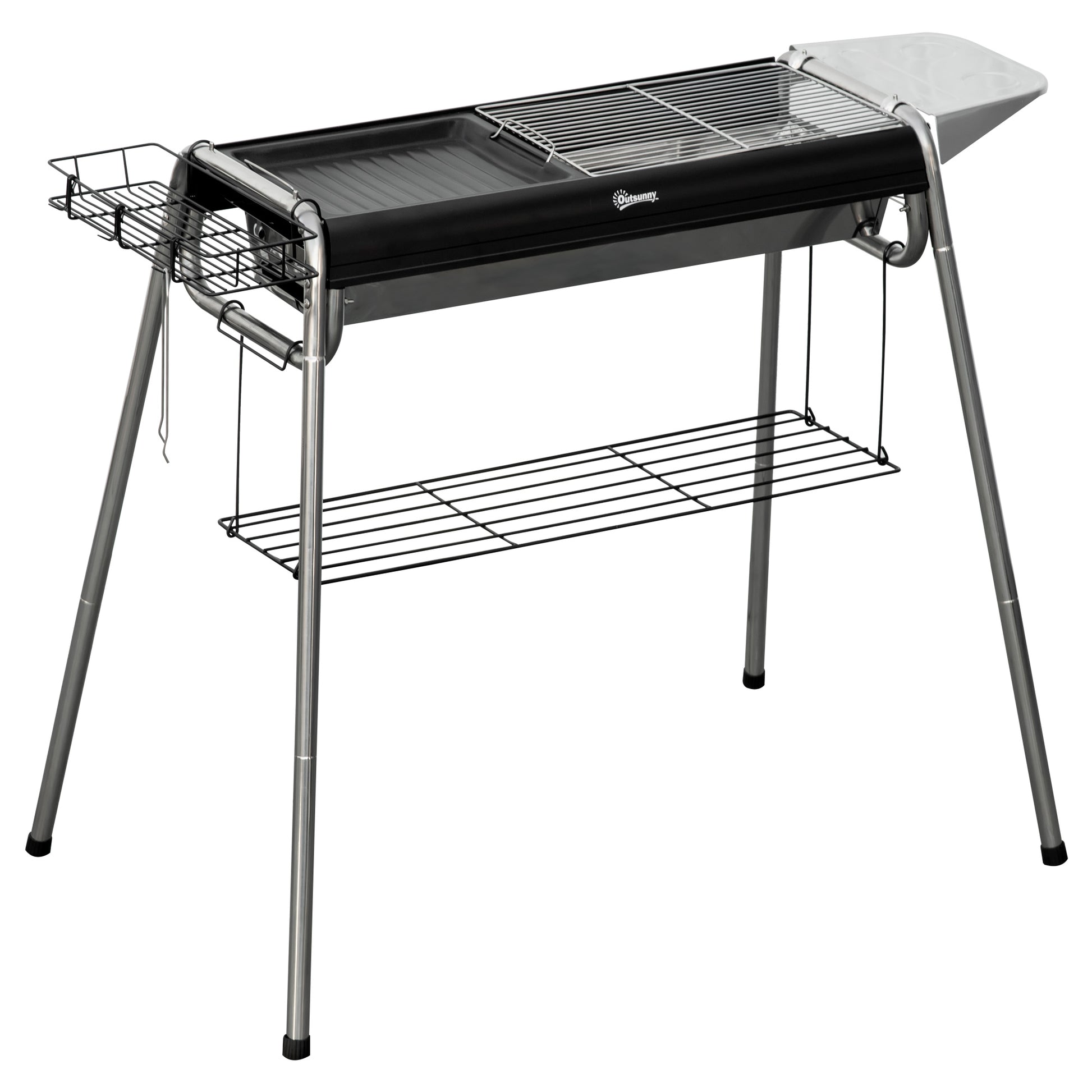 Outsunny Barbacoa De Carbón Barbacoa Portátil Con Parrilla 107x63x75 Cm Negro_0