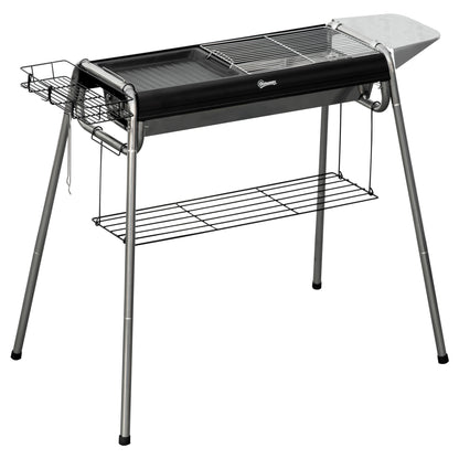 Outsunny Barbacoa De Carbón Barbacoa Portátil Con Parrilla 107x63x75 Cm Negro_0