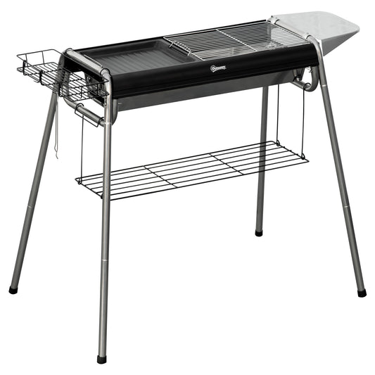 Outsunny Barbacoa De Carbón Barbacoa Portátil Con Parrilla 107x63x75 Cm Negro_0