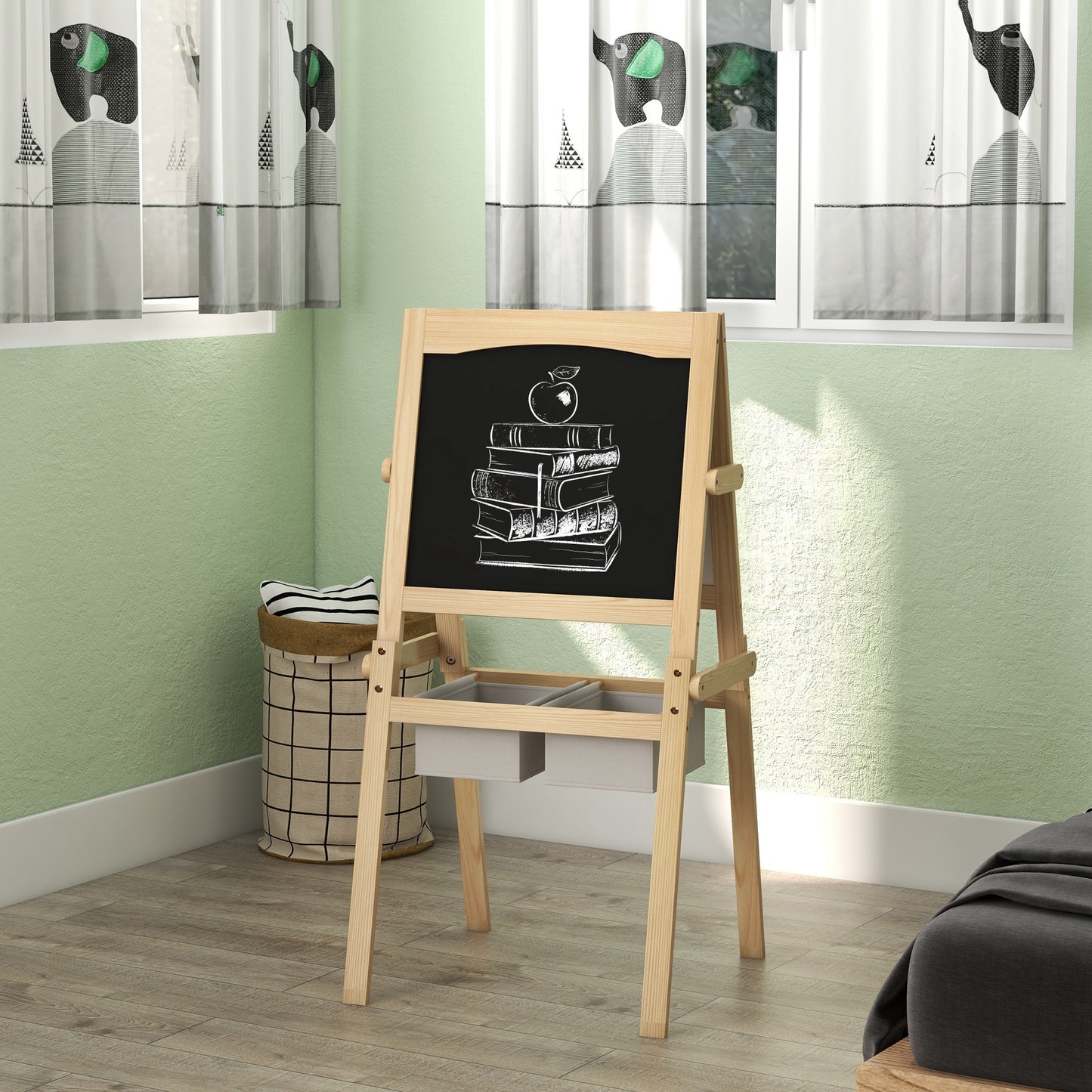 Aiyaplay Caballete Para Niños 3 En 1 Con Rollo De Papel 58x50,5x109 Cm Natural_3
