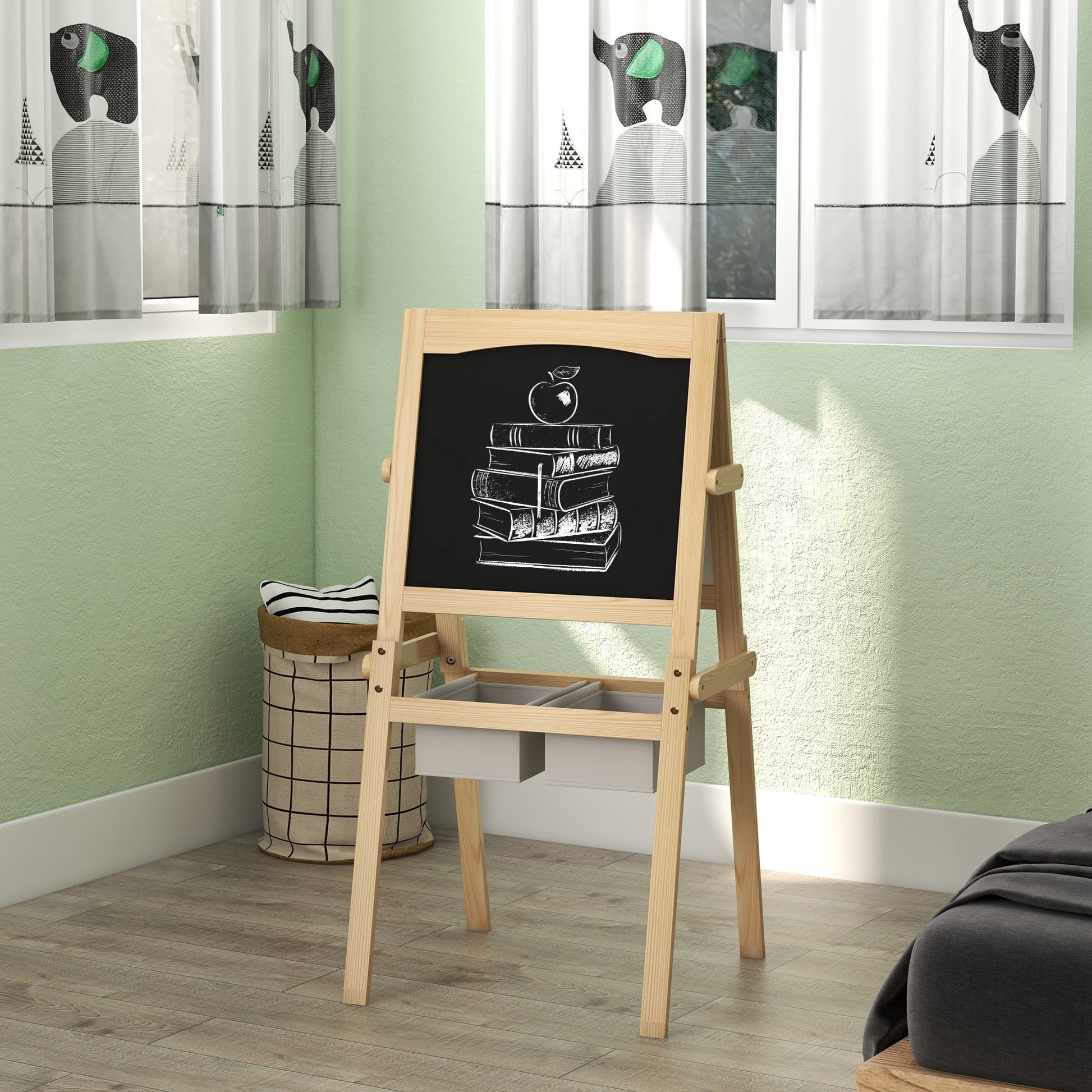 Aiyaplay Caballete Para Niños 3 En 1 Con Rollo De Papel 58x50,5x109 Cm Natural_3