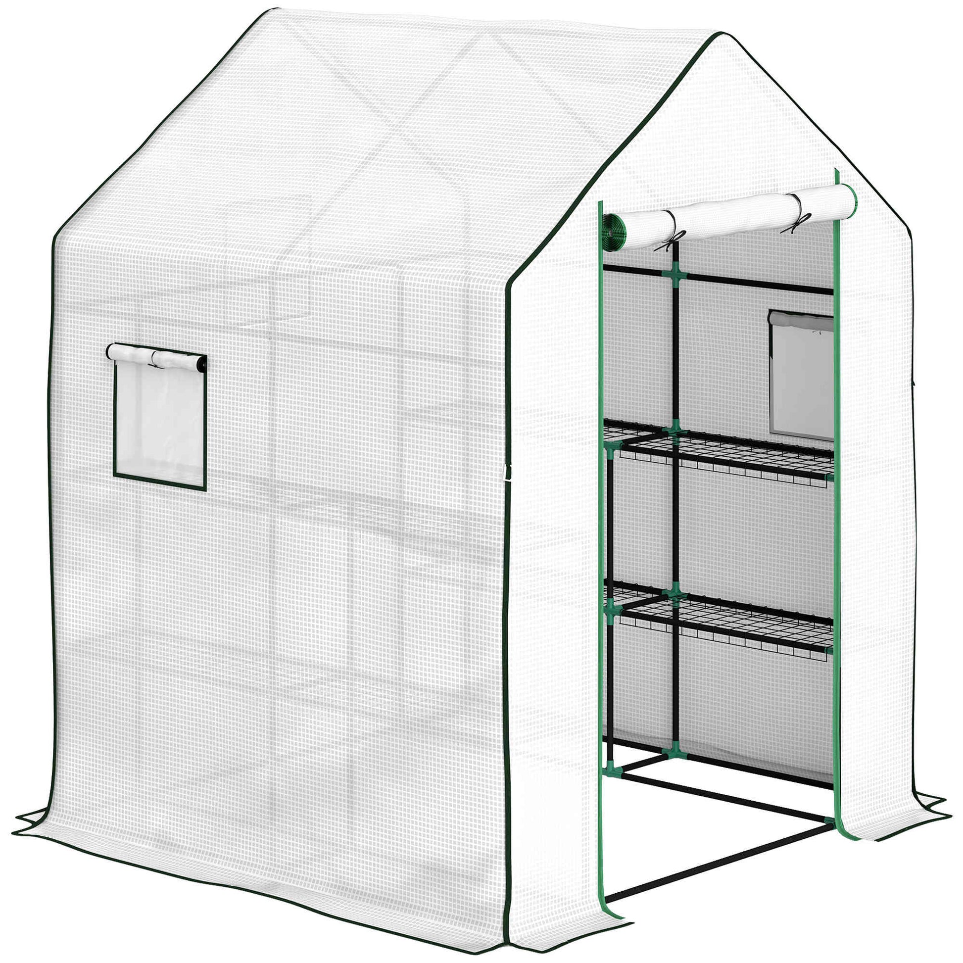 Outsunny Invernadero De Exterior Con 6 Estantes Puerta Enrollable 140x143x190 Cm_0