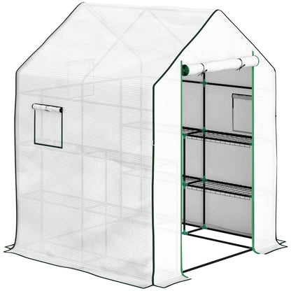 Outsunny Invernadero De Exterior Con 6 Estantes Puerta Enrollable 140x143x190 Cm_0