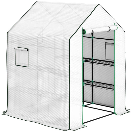 Outsunny Invernadero De Exterior Con 6 Estantes Puerta Enrollable 140x143x190 Cm_0