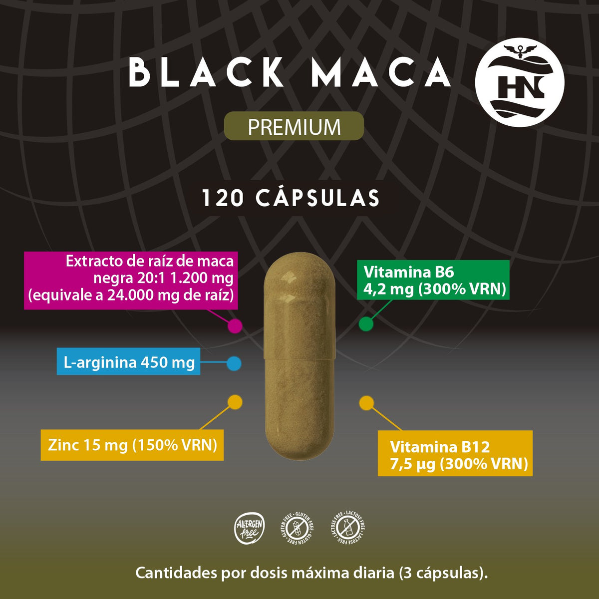 Pack Black Maca 20:1 Con L-arginina Y Zinc (120 Cápsulas) + Creatina Monohidrato En Polvo Sin Sabor (306 G)_1