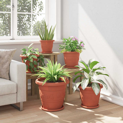 Macetas 6 Pcs Rojo Ladrillo Ø 39 X 32 Cm Plástico_3