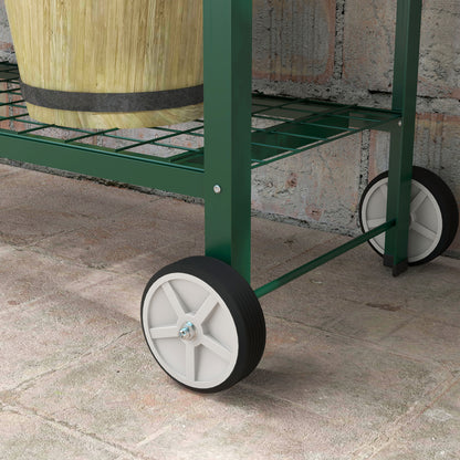 Outsunny Mesa De Cultivo 109x44x80 Cm Con 2 Ruedas Estante Y Asa Verde_4