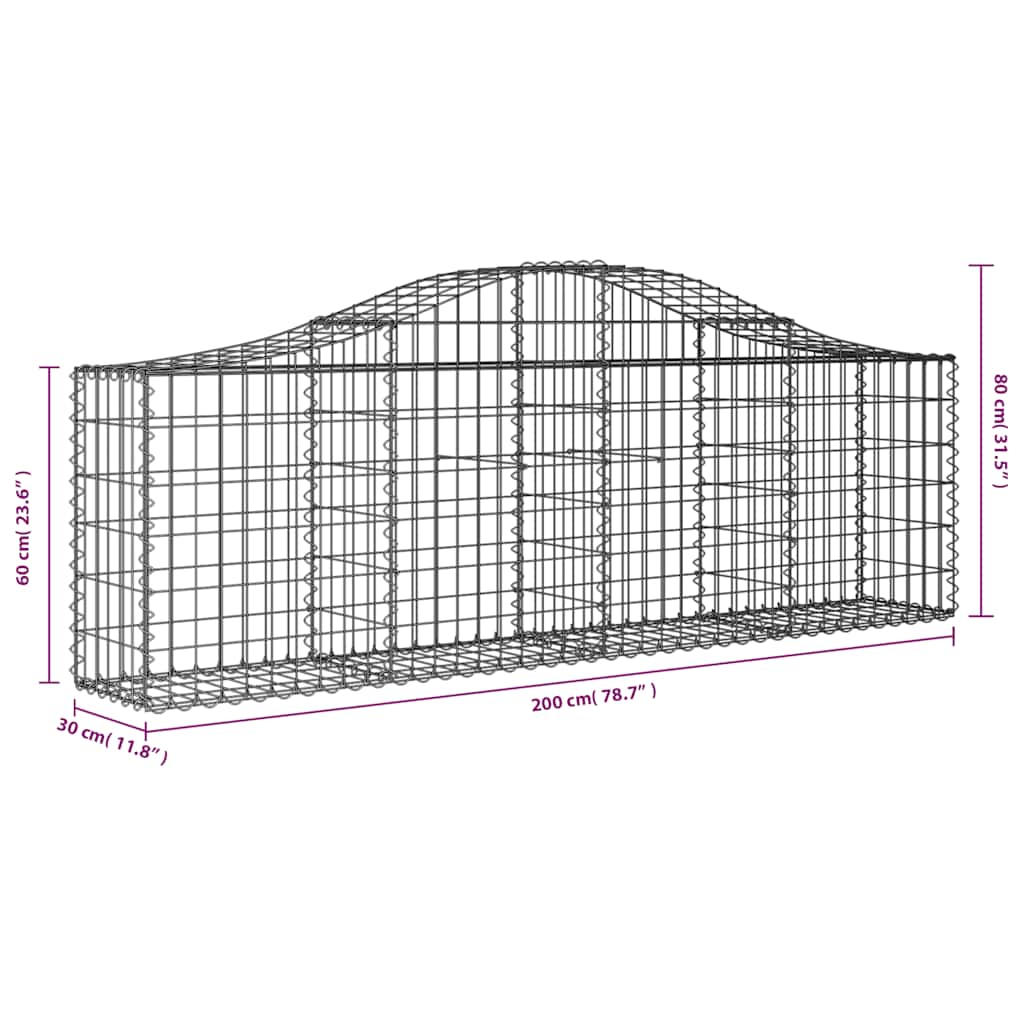 Cestas Gaviones 2 Uds Forma De Arco Hierro 200x30x60/80 Cm_5