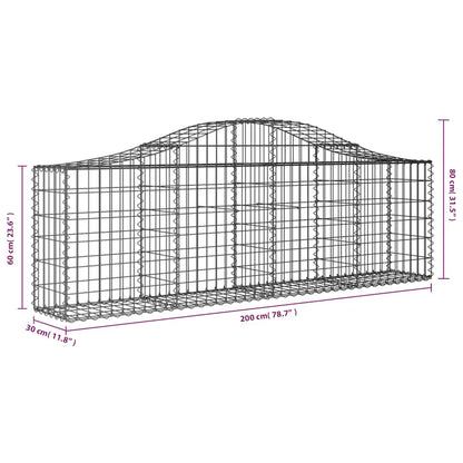 Cestas Gaviones 2 Uds Forma De Arco Hierro 200x30x60/80 Cm_5