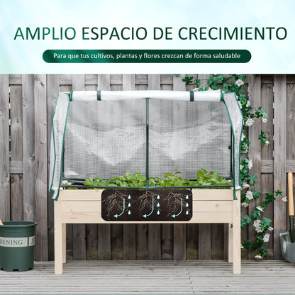 Outsunny Huerto Urbano Cultivo Elevado De Madera 121x55x117 Cm Con Cubierta De_5