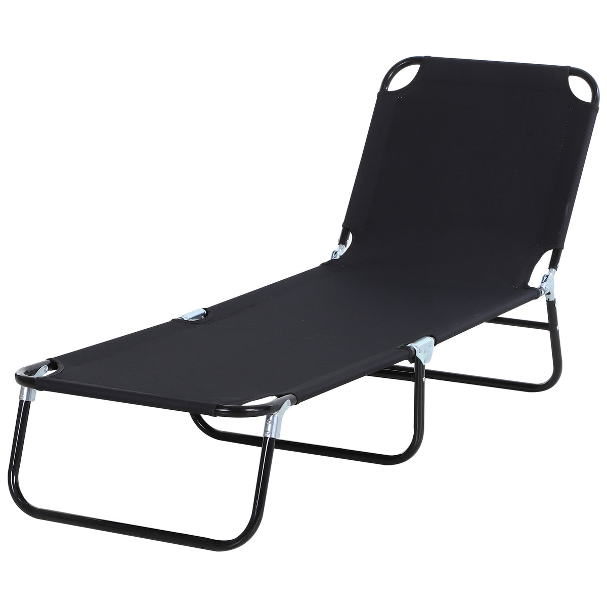 Outsunny Tumbona Plegable Reclinable Ajustable De 5 Posiciones 188x56x28cm Negro_0