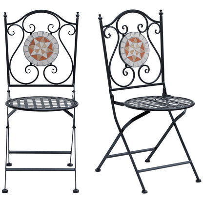 Outsunny Set De 2 Sillas Plegables De Jardín Bistro Silla Asiento Mosaico_0