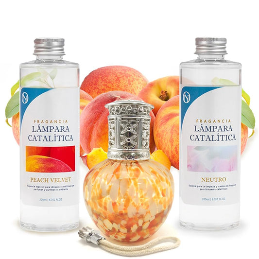 Pack Ahorro Lámpara Catalítica Drops Orange + Fragancia Peach Velvet 500ml + Limpiador Neutro 200ml + Mecha Repuesto_0